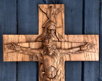 Wooden original Crucifix, Wooden Cross, Natural Wood, Carved cross