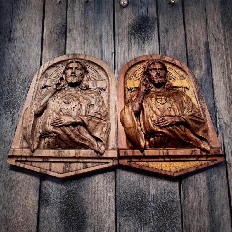 In this photo you can see the relief. The icon is carved from natural wood.