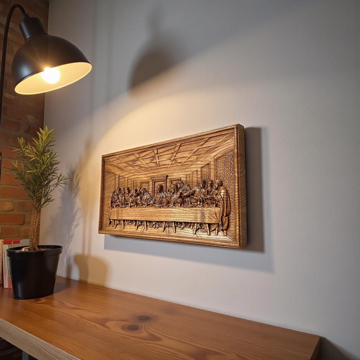 The Last Supper Wood Carving Panel, Carved Wooden Wall Art, Christian Religious Decor - Etsy