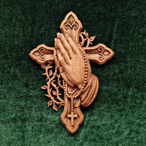 Wooden Cross, Wall cross, Christian home decor, Wooden carving Cross