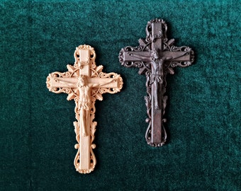 Solid Wooden Crucifix, Carved Alder Wood Cross - Religious Wall Decor