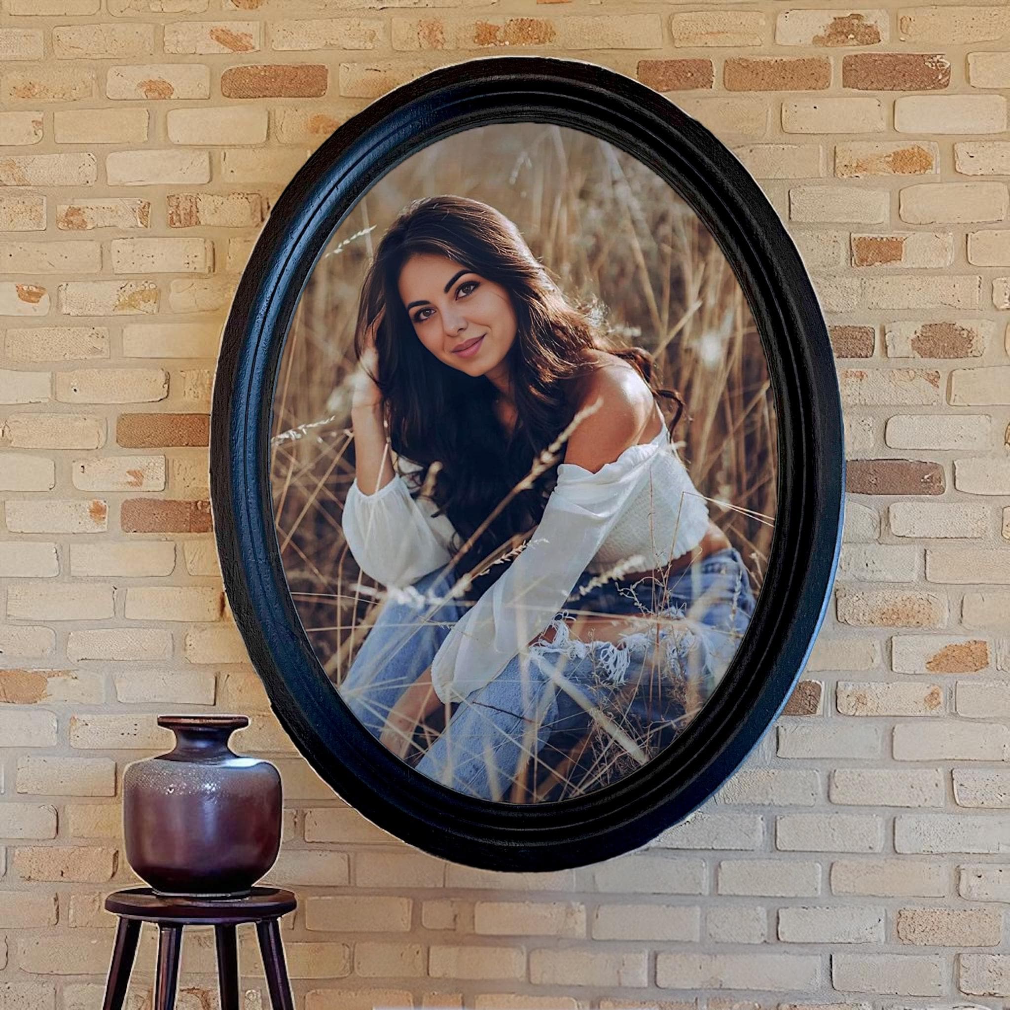 Oval Frame, Black Oval Frame, Wooden Oval Frame, Picture Frame
