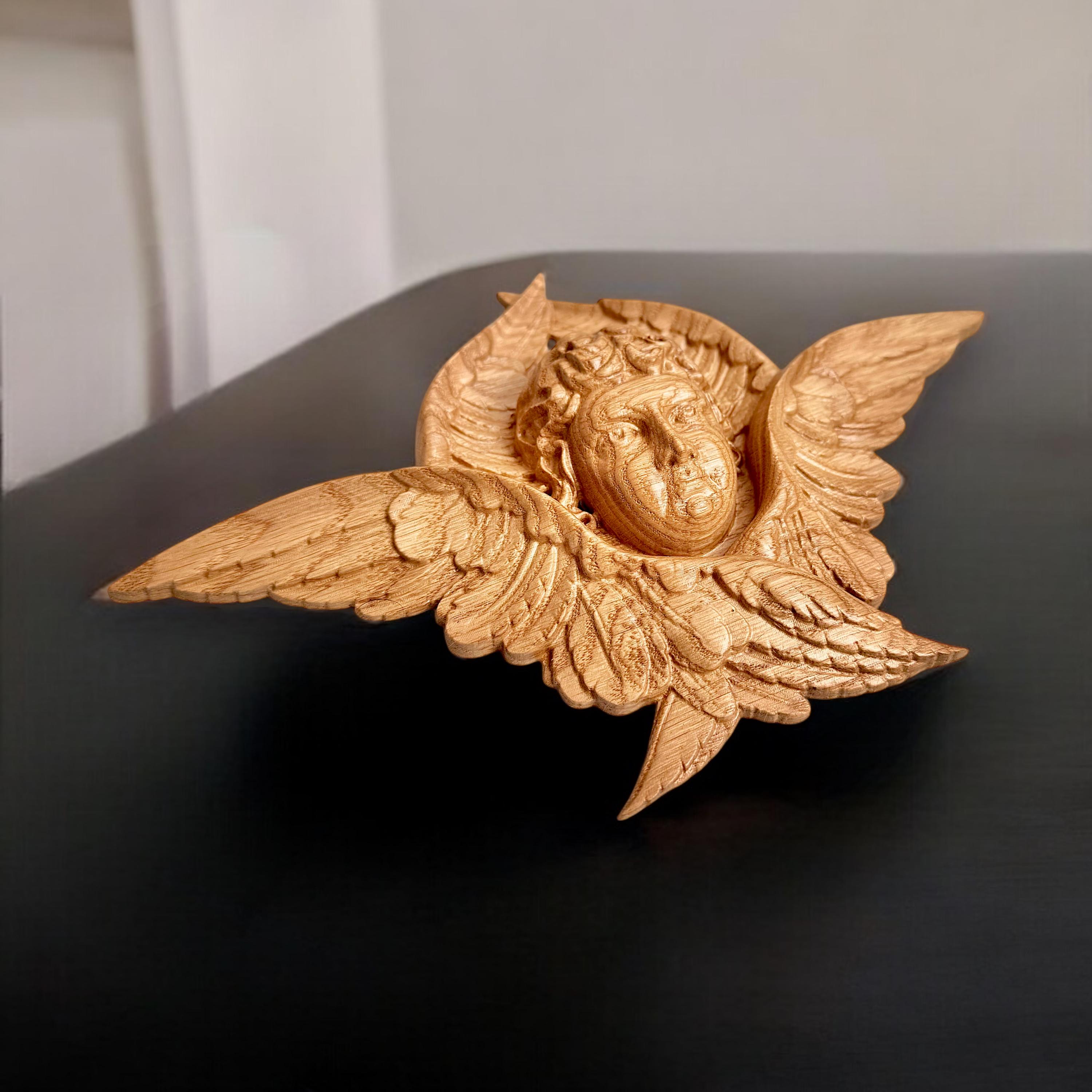 Carved Oak Angel, Winged Cherub Wall Decor - Etsy