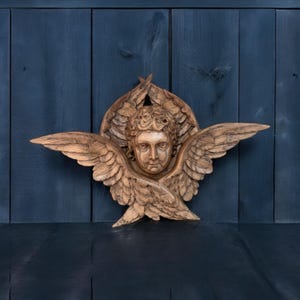 Cherub, winged angelic, angel, wooden angel, Carved Angel, angel decoration, angel wall decor, angel on christmas tree, wooden cherub