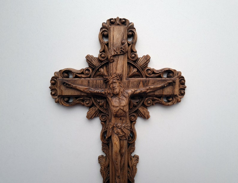 Wooden Crucifix, Jesus Christ, wooden cross, Catholic cross image 5
