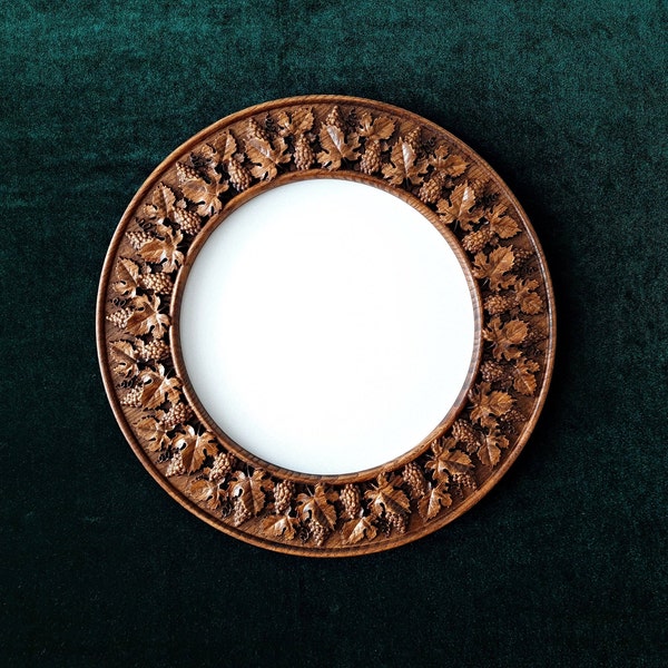 Greek carved wooden round frame with grapes, Mirror frame, 7x7, 8x8, 9x9, 10x10, 11x11, 12x12, 14x14, Free shipping