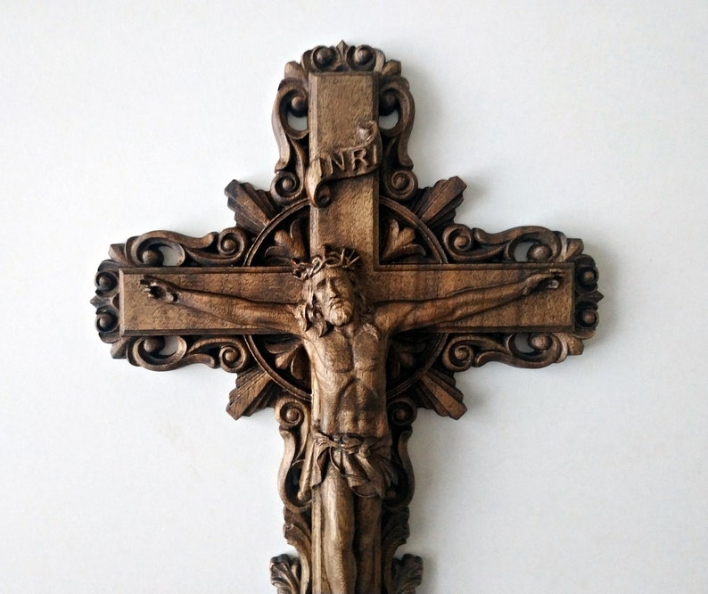 Wooden Crucifix Jesus Christ carved wooden cross wooden Etsy