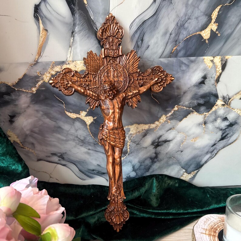 Carved Wooden Crucifix, Wooden cross, Catholic Crucifix, Jesus Christ, wooden cross, Choose Size 10X5.7 up to 26X14.8 inches, Free Shipping
