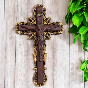 Wooden Carved Crucifix, Wooden Cross, Crucifix with a Solid Wood