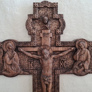 Holzkruzifix, Holzkruzifix-Christentum, Jesus Christus, Jesus Christus Kreuz, geschnitztes Holzkreuz