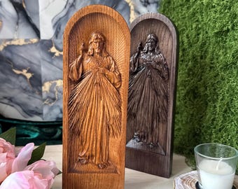 Sagrado Corazón de Jesucristo, decoración religiosa de madera, Jesús es misericordioso