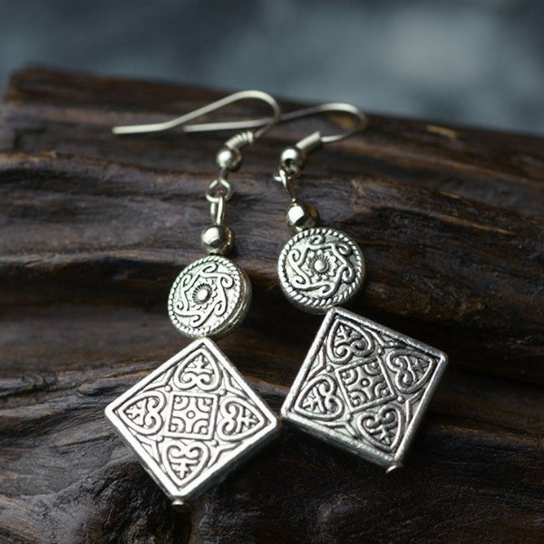 Tibetan Earrings Miao Silver Metal Jewelry Handmade