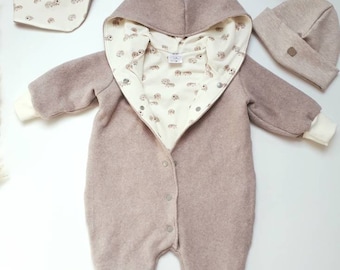 BIO Baumwollfleece, Babyoverall, Overall, Kinderanzug, Babyanzug