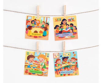 Daily routine kindergarten picture cards for familiarization, routine cards daycare, daily plan cards kindergarten