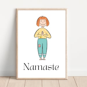 Poster Kinderzimmer Yoga Namaste, Yoga Poster für Kinder, Yoga für Kinder, Wandbild, Lernposter, Montessori