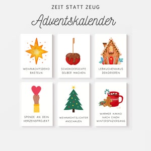 Advent calendar for children to print out, time instead of stuff cards, make and craft Advent cards yourself, Advent calendar PDF