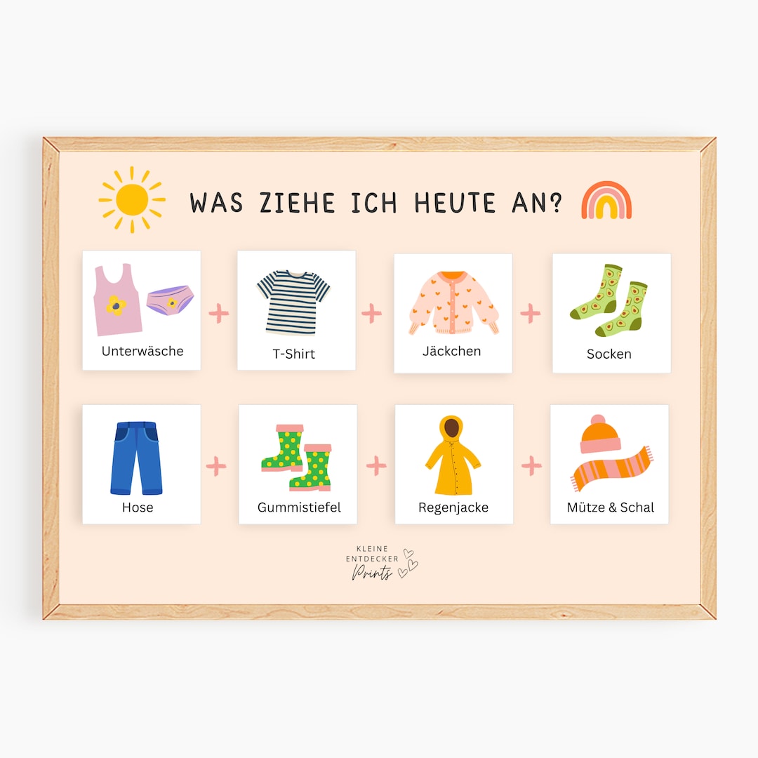 Anziehkarten Mädchen zum Ausdrucken, Anziehplan, Tagesplan Kinder