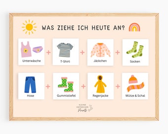 Printable dressing cards for girls, dressing schedule, daily schedule for  children (Montessori), What am I wearing today (PDF), routine cards for