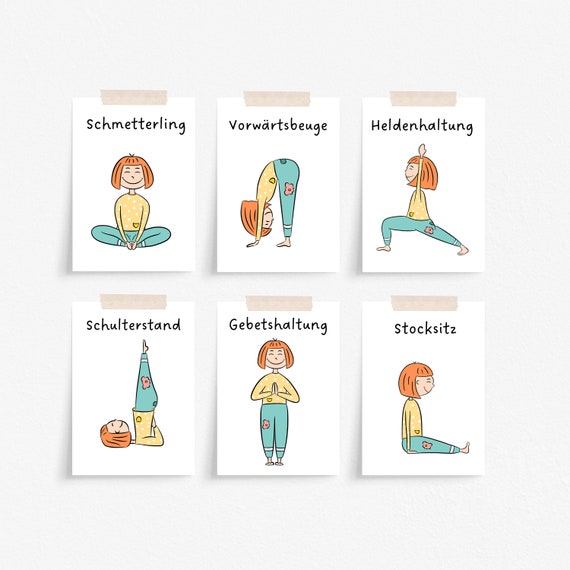 Carte yoga bambini Carte yoga per bambini Set di carte yoga da stampare  Relax per bambini Schede yoga per bambini PDF -  Italia