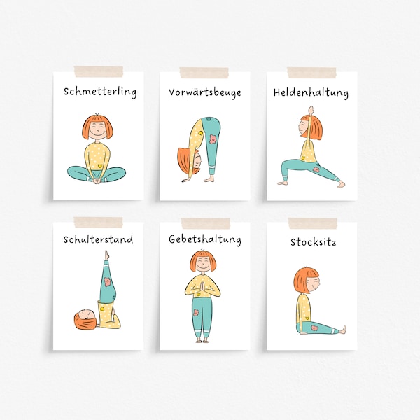 Yoga Karten Kinder | Kinderyoga Karten | Yoga Kartenset zum Ausdrucken | Entspannung für Kinder |  Yogakarten Kinder PDF