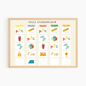 Timetable children personalized, school enrollment timetable, school plan A4 PDF, timetable boy & girl school start, gift elementary school