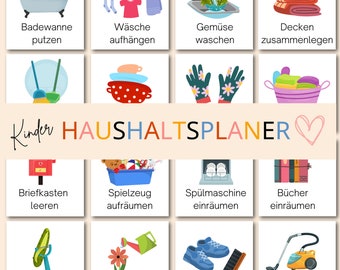 Plano doméstico para tarefas infantis, Montessori, promove a independência, bem como a rotina e a ordem, crianças Ämtliplan, idade: 3 a 12 anos