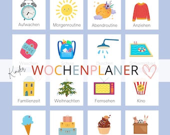 Weekplan voor kinderen, Montessorikalender, weekplanner, routineplanner, dagelijkse routine voor kinderen, dagplan PDF, weekplanner