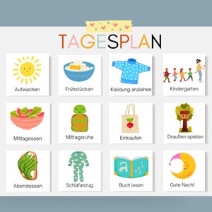Daily plan children, routine planner, daily routine, routine children, weekly planner, routine cards German, Montessori cards, daily plan children pdf