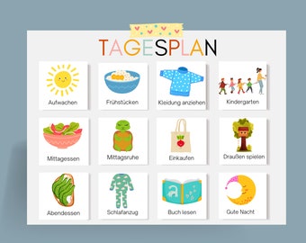 Daily plan children, routine planner, daily routine, routine children, weekly planner, routine cards German, Montessori cards, daily plan children pdf