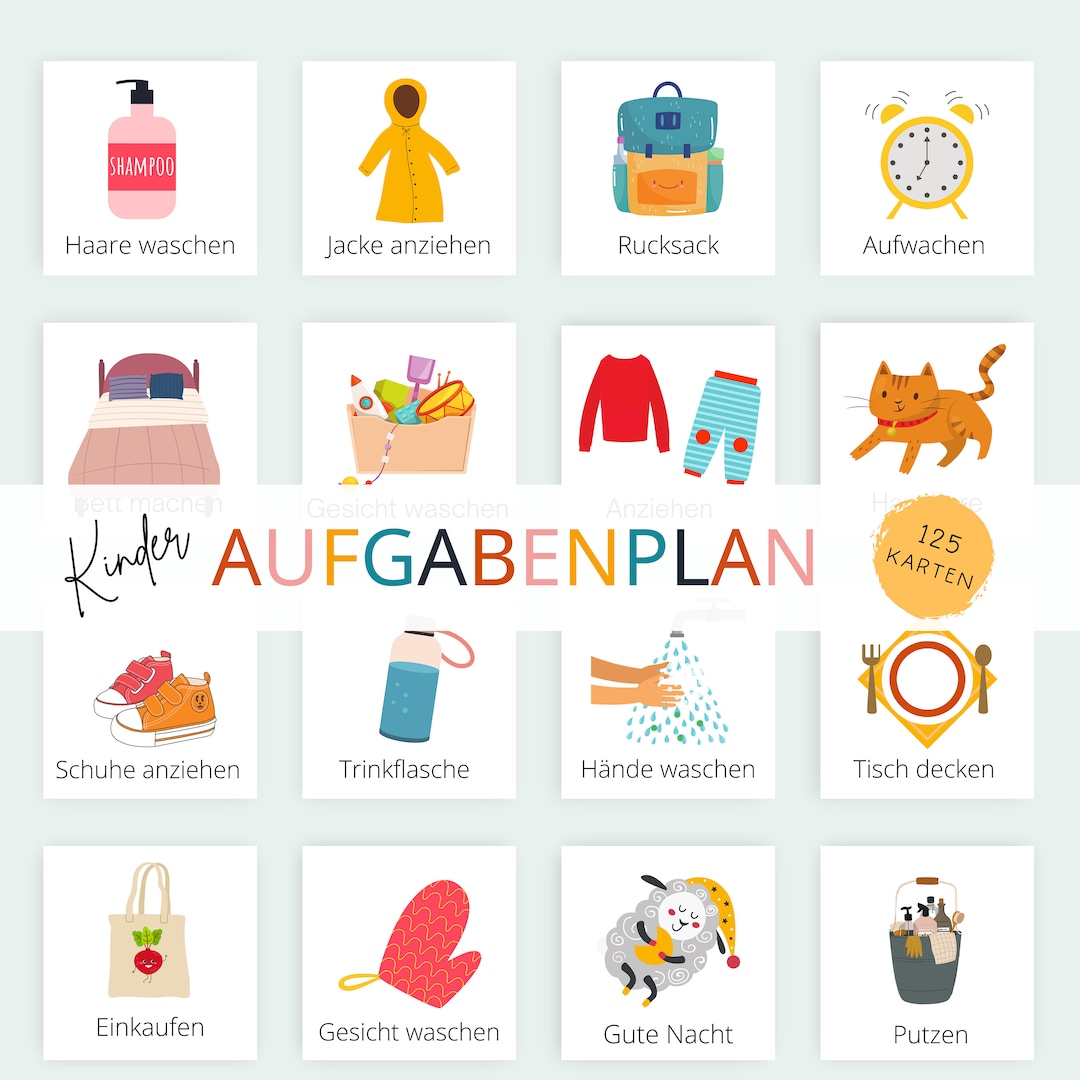 Aufgabenplan für Kinder unterstützt Routine, Tagesplan Kinder PDF ...