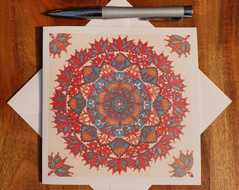 Coral Magick Hand Drawn Mandala Greetings Card