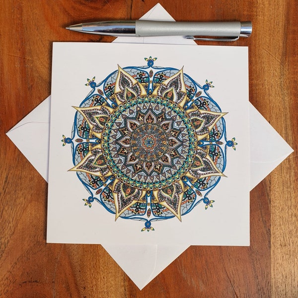 Carte de vœux Mandala dessinée à la main Eden