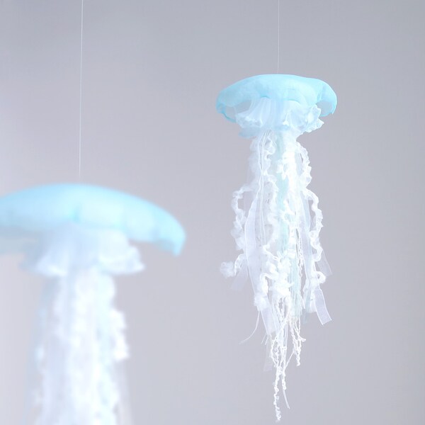 Jellyfish Mobile,[size:S], Mintblue, 1pc, home decor, Sea Creatures, hanging decor, coastal decor, Jellyfish toy, ornament, sea animal