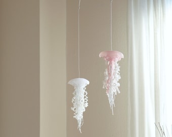Twin Jellyfish Mobile [ S / S ] Nursery Hanging Decor, Sea Creature Ornament