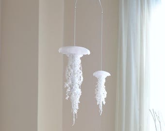 Twin Jellyfish Mobile, [ M / S ]  Hanging Nursery Decor, Sea Creature Ornament