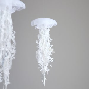 Jellyfish Mobile [size:S] White, 1pc, wall decor, hanging decor, sea creature ornaments, nautical decor, beach house decor, garland