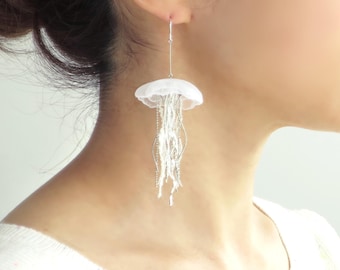 Small Jellyfish Dangle Earring, Ocean Inspired Accessory (1pc)