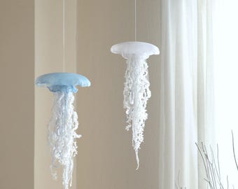 Twin Jellyfish Mobile,  [ M / M ] , Nursery Hanging Decor, Sea Creature Ornament