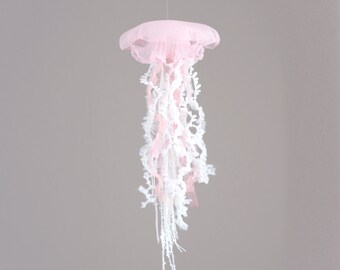 Pink Jellyfish Mobile, (Size S) , 1pc, Sea Creature Hanging Decor, Handmade