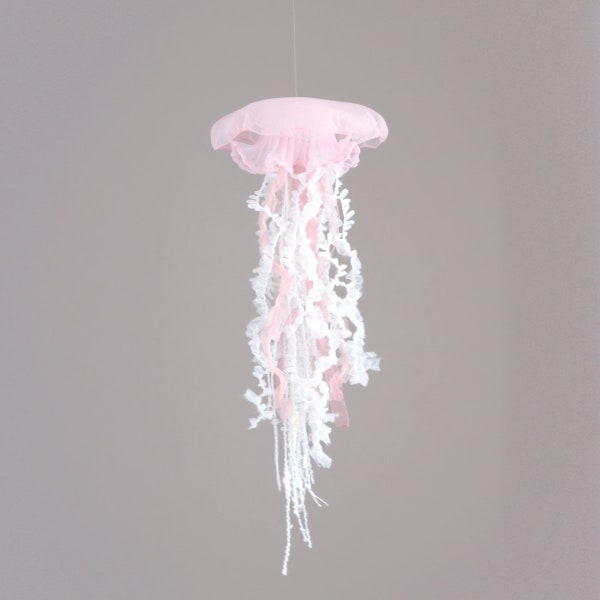 Móbile de água-viva rosa (tamanho P), 1 peça, decoração suspensa com tema de criatura marinha, feito à mão