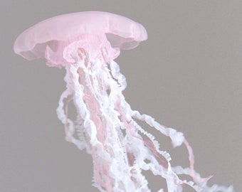 Pink Jellyfish Mobile, (Size M) , 1pc, Coastal Decor, Sea Creature Ornament, Handmade