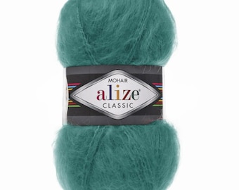 Alize Mohair Classic Wool Yarn, Set of 5 Skeins  x 100 grams, Fancy Mohair, Blend Yarn, Knitting Yarn, Winter Yarn, Cozy Mohair Turlish Yarn