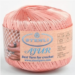 Viscose silk yarn, Crochet thread, Viscose crochet thread, Rayon lace glitter yarn, Hypoallergenic vegan silk soft shiny yarn