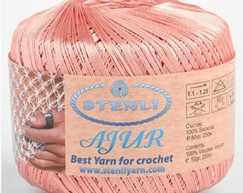 Viscose silk yarn, Crochet thread, Viscose crochet thread, Rayon lace glitter yarn, Hypoallergenic vegan silk soft shiny yarn