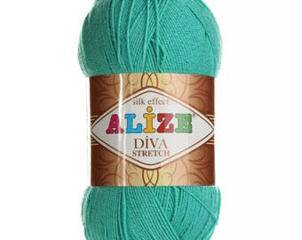 ALIZE DIVA STRETCH Hilo Kinitting a mano Juego de 5 ovillos x 100 gramos Microfibra elástica Acrílico Traje de baño Bikini Hilo
