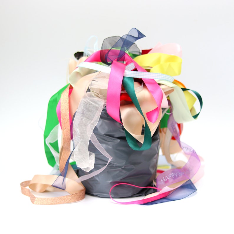 Mystery Ribbon Grab Bag, Assorted Ribbon Bundle Bag, Large Ribbon offcuts Craft, image 1