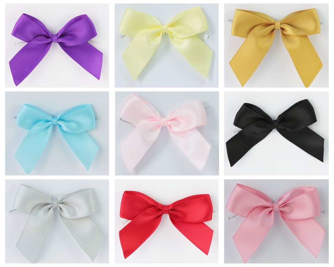 5cm Pre Tied Satin Bows With Twist Wire Tie Pack of 10, Twist Wire Tie ...