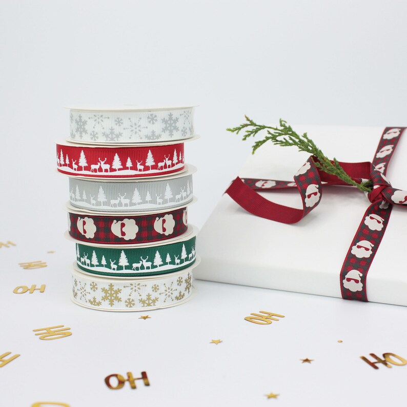 Christmas Ribbon 5m Reel Gift Wrapping Christmas Ribbon 5 Etsy