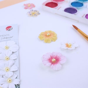 Paper Flowers 25pcs, Paper Craft Flowers, Handmade Craft Flowers, Craft Supplies, Flower Embellishments, Card Making Colour Your Own Flowers