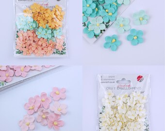 Pastels Papercraft Flowers, Handmade Craft Flowers, Mixed Flower Papercrafts, Craft Supplies, Embellishments, Scrapbooking, Card Making